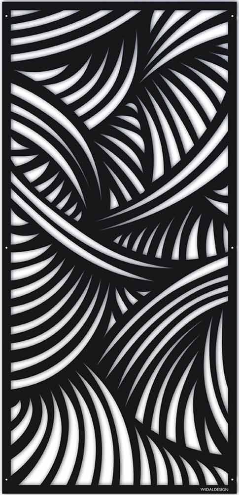 Insynsskydd Dekorskärm skärmvägg i metall Pergolatak laserskuret mönster Svaj WidalDesign