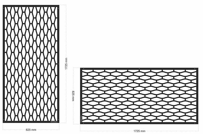 Insynsskydd skärmväggarn 825 x 1724 liggande och stående