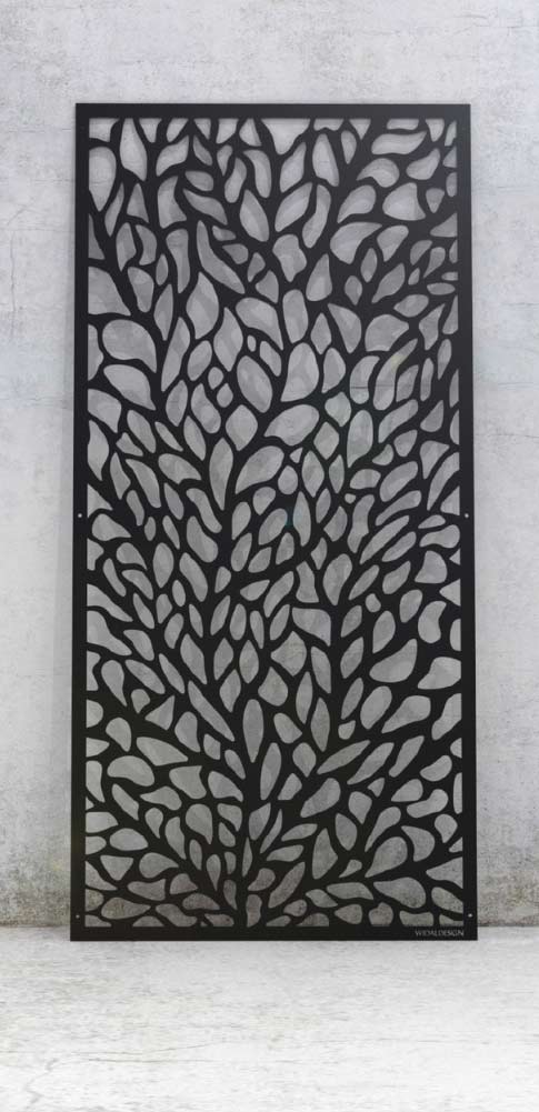 Laserskuren design i metall med mönster Blad WidalDesign