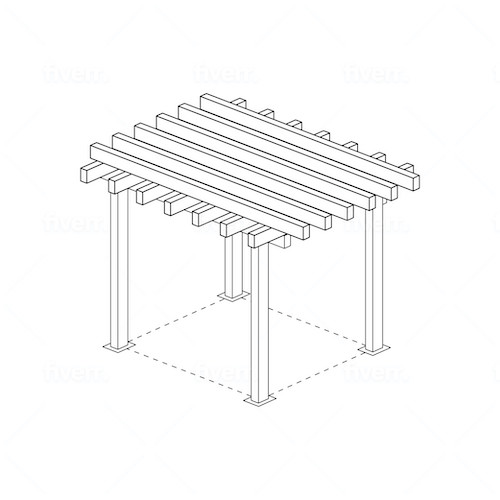 Skiss pergola pergolatak i metall storlek 6m x 6m 6x6 altantak pergolatak pergolapaneler i metallWidalDesign