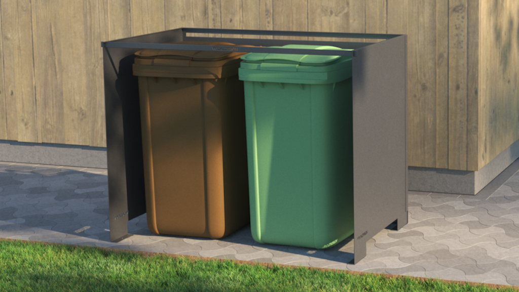 Soptunneskydd Duo 3 vägg, antracitgrå, miljö